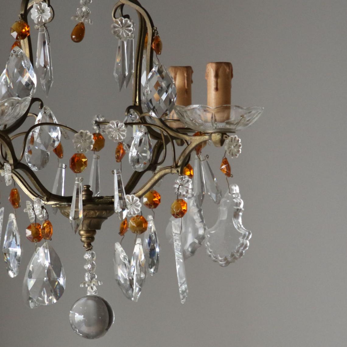 Chandelier with Amber Glass