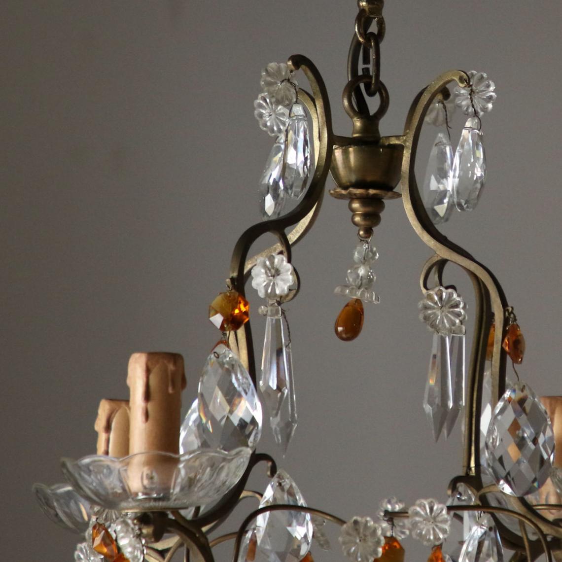 Chandelier with Amber Glass
