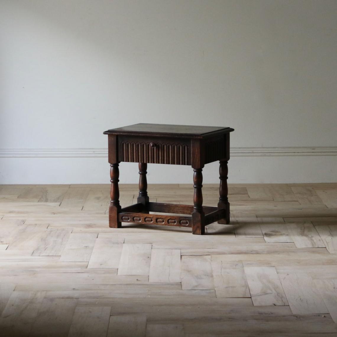 Jacobean-Style Stool with Drawer