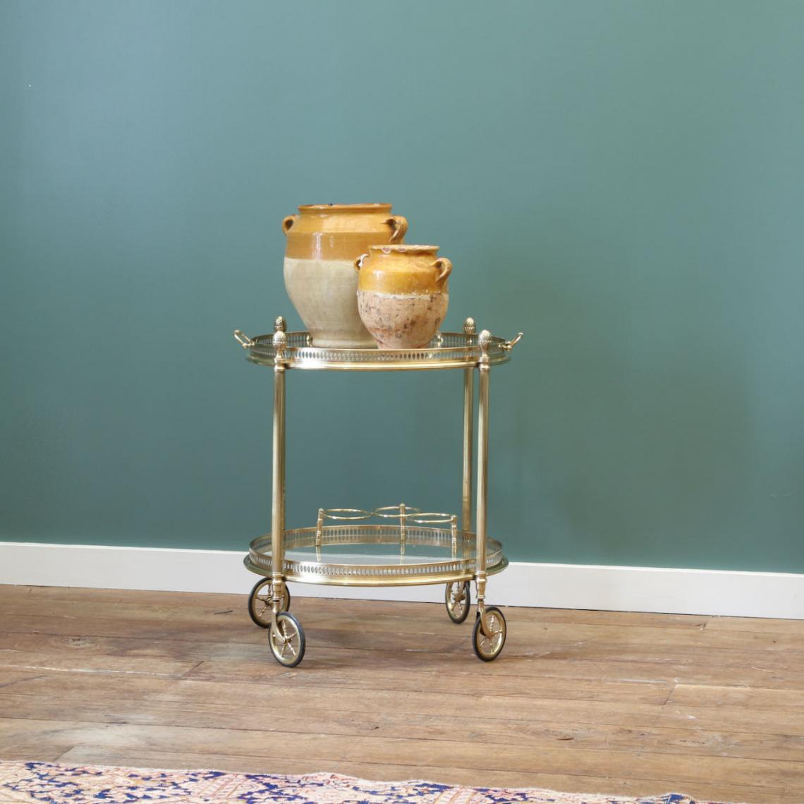 Round Brass Tea Trolley