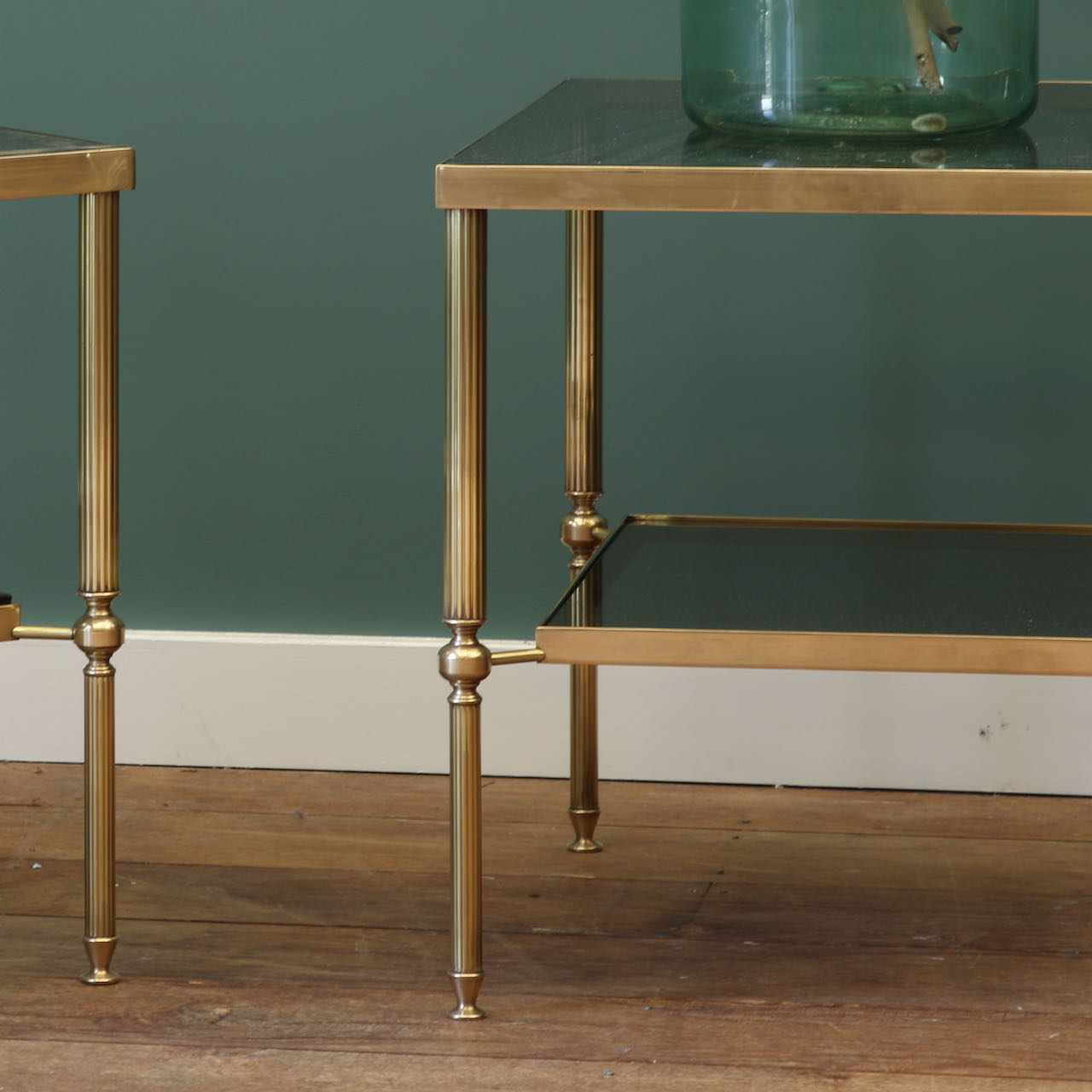 Pair of Glass and Brass Side Tables