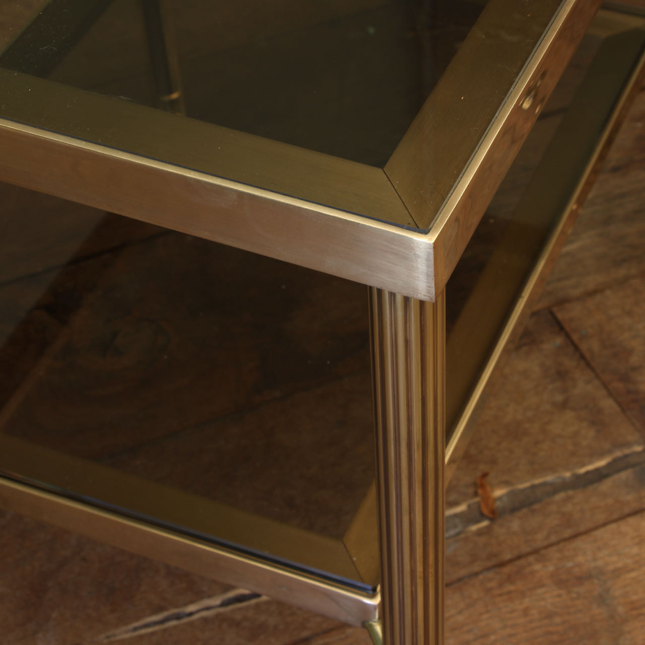 Pair of Glass and Brass Side Tables