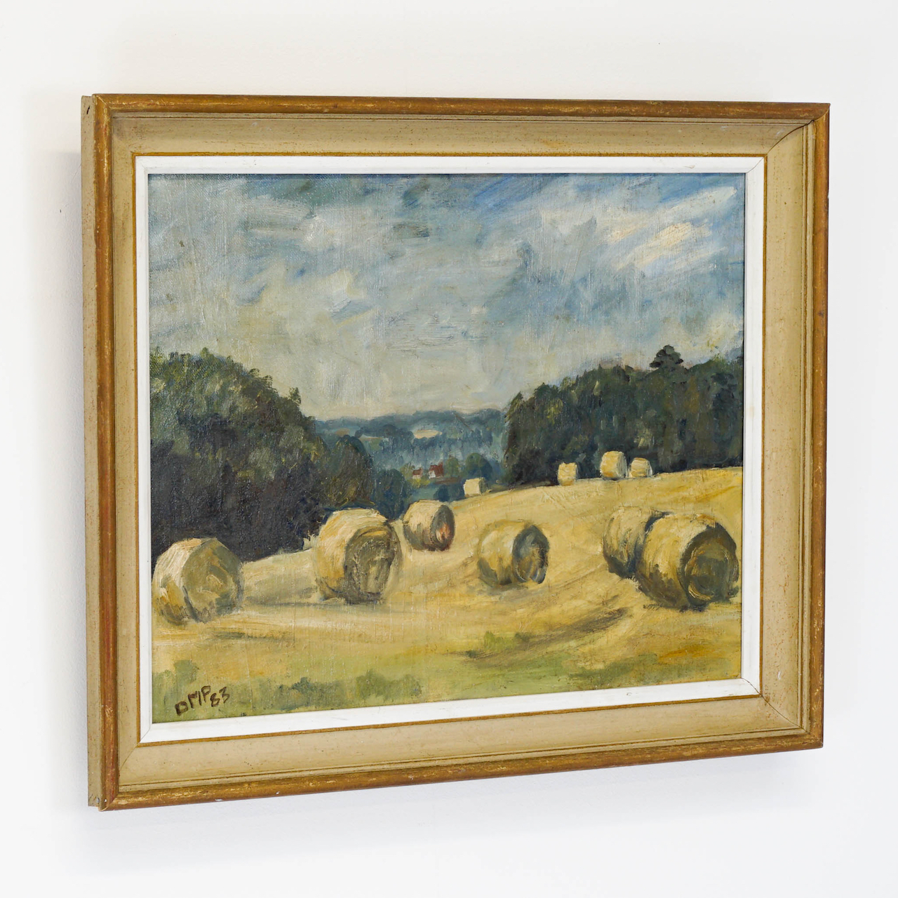 Oil Painting of Hay-Covered Field