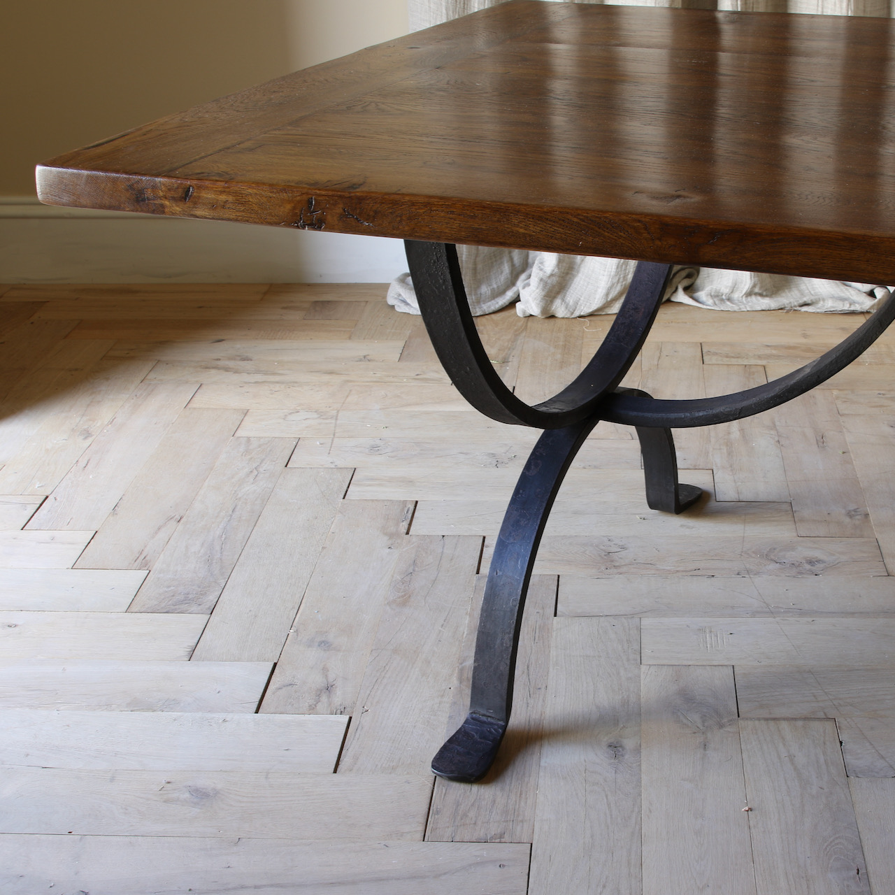 Refectory Table with Forged Iron Base// JS Editions