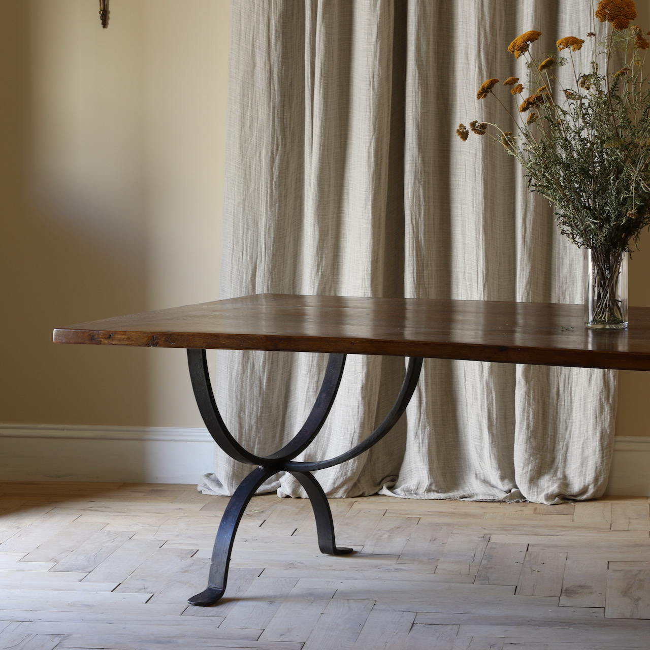 Refectory Table with Forged Iron Base// JS Editions