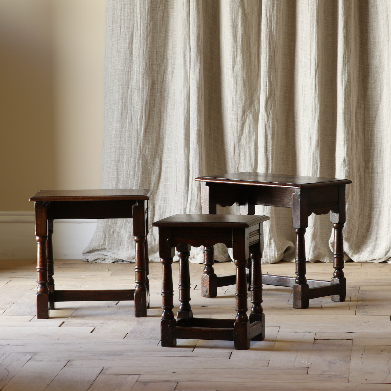 A Set of Three Jointed Stools