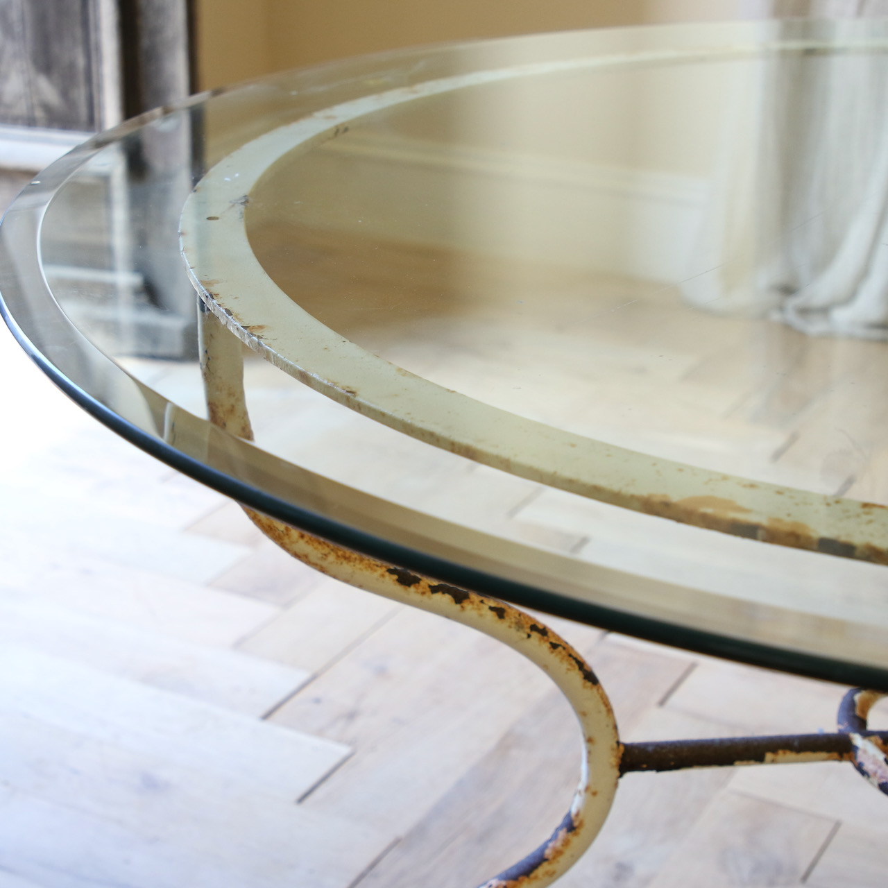 Round Iron and Glass Table