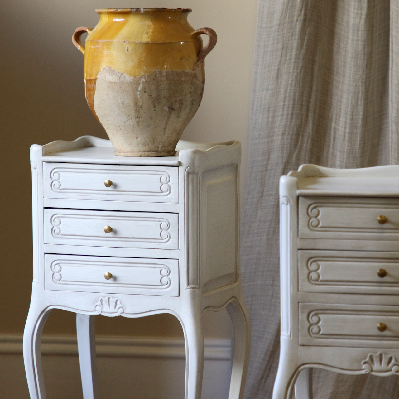 White Louis XV Bedsides