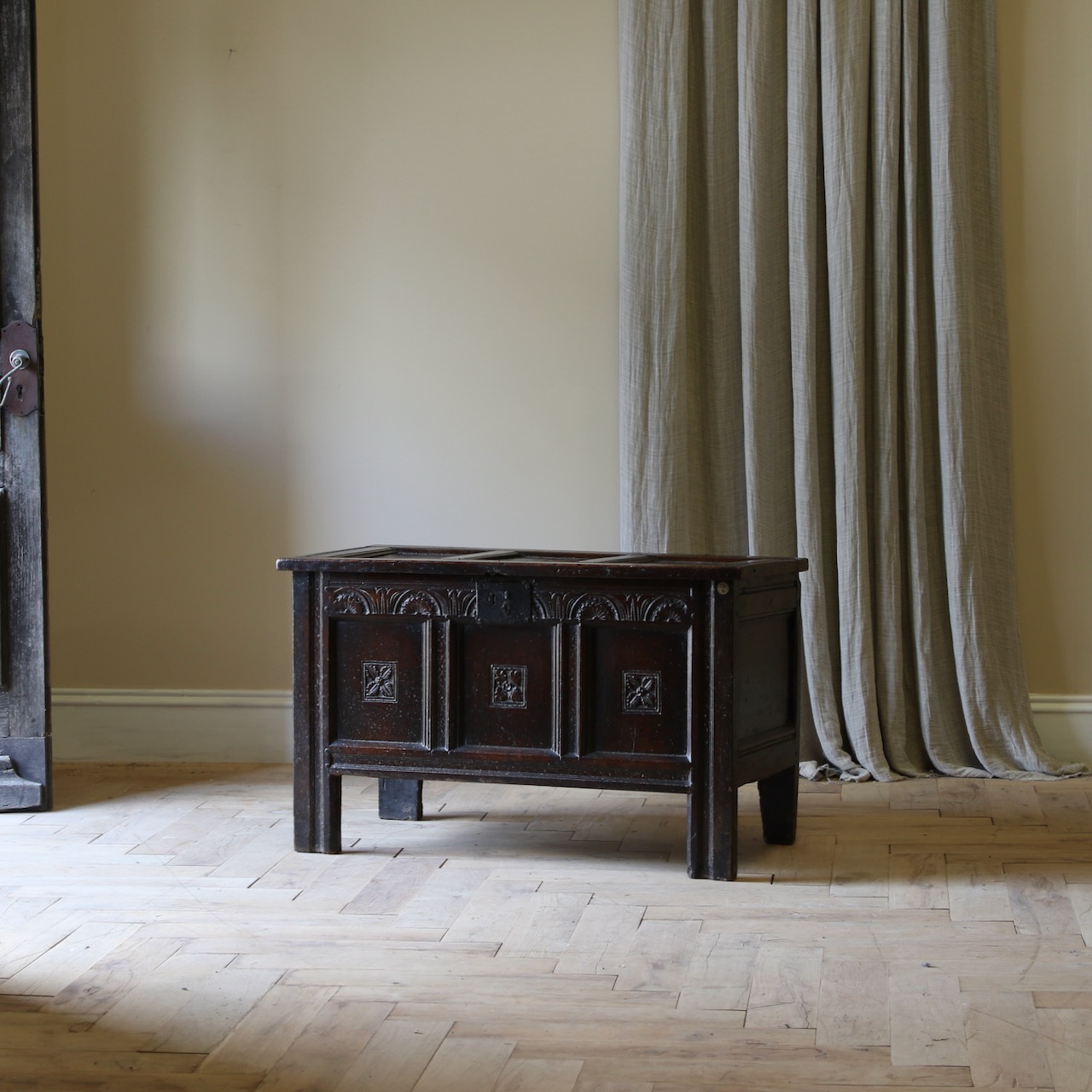 A Jacobean Oak Panelled Coffer