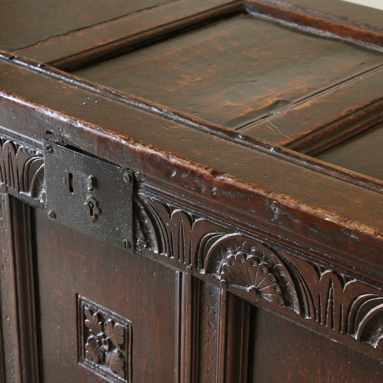 A Jacobean Oak Panelled Coffer