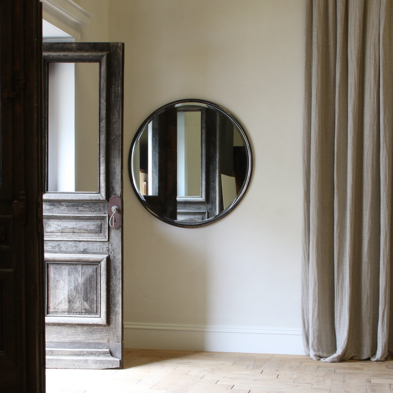 136-65 - Tubular Brass Mirror / Ebonised Brass