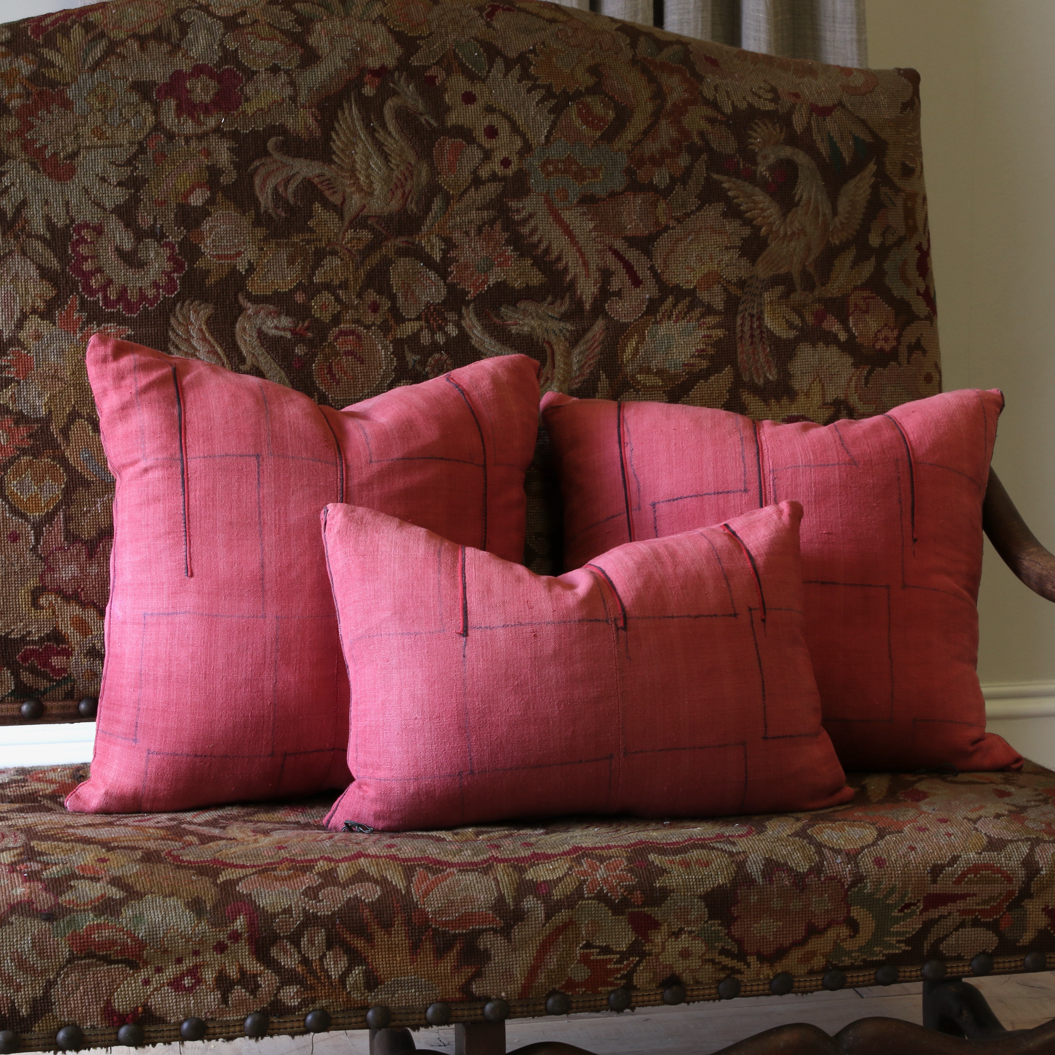 137-38 - Pink Japanese Linen Cushions