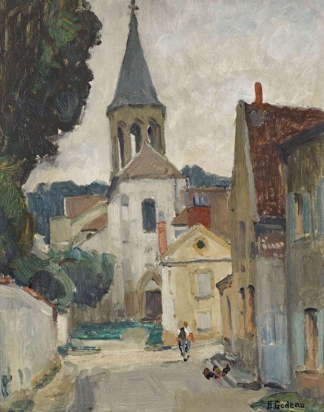 Village Scene by H Godeau
