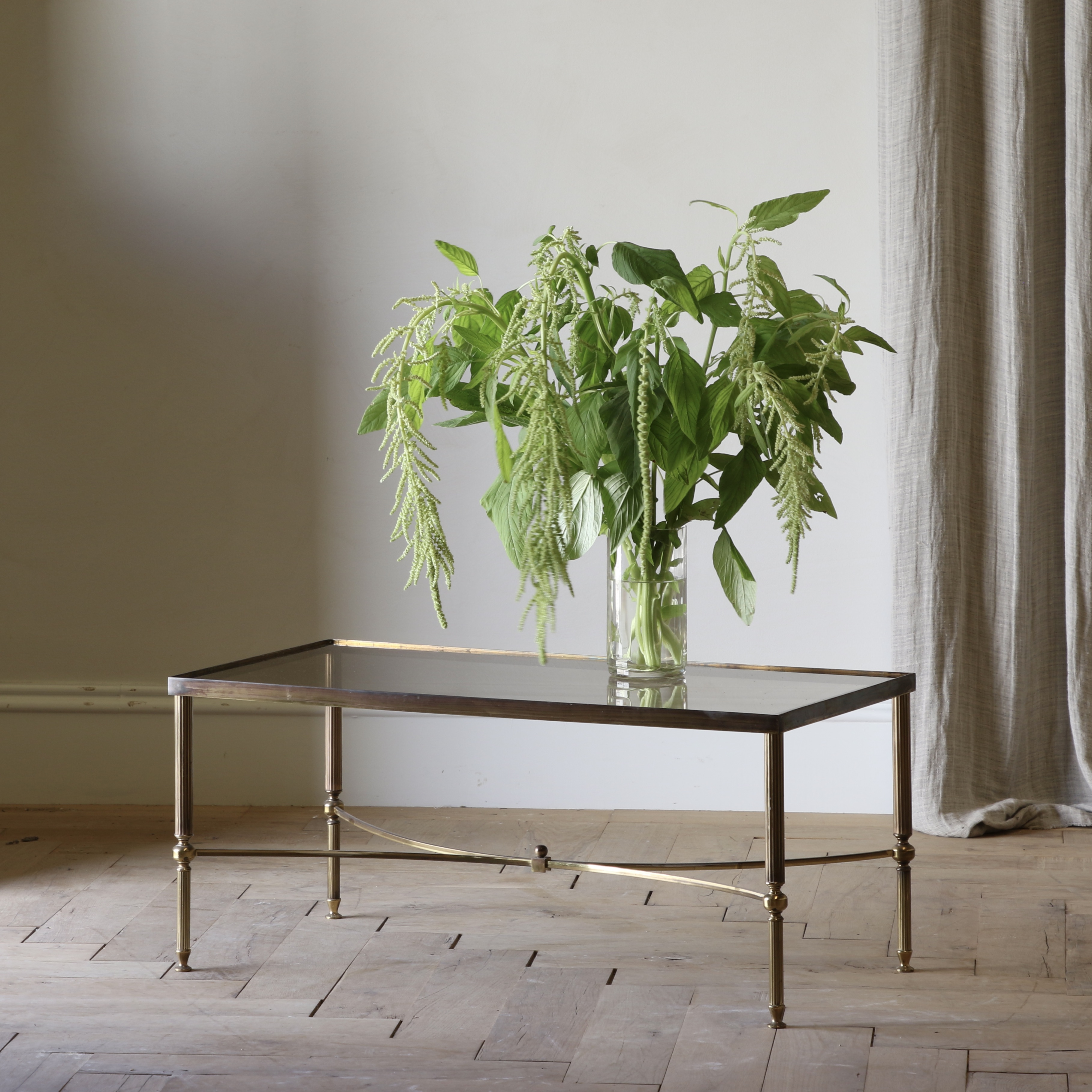 Glass and Brass Coffee Table