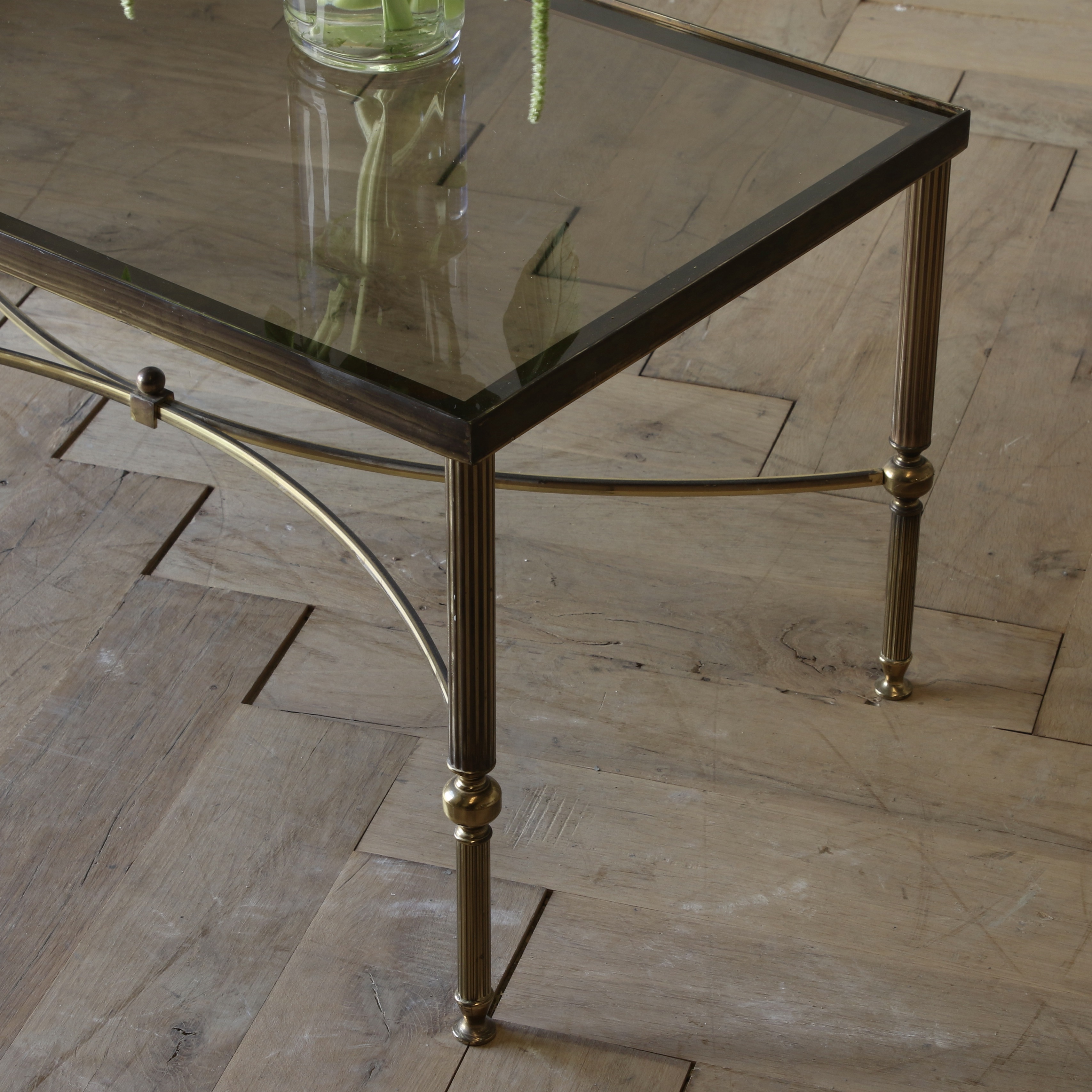 Glass and Brass Coffee Table