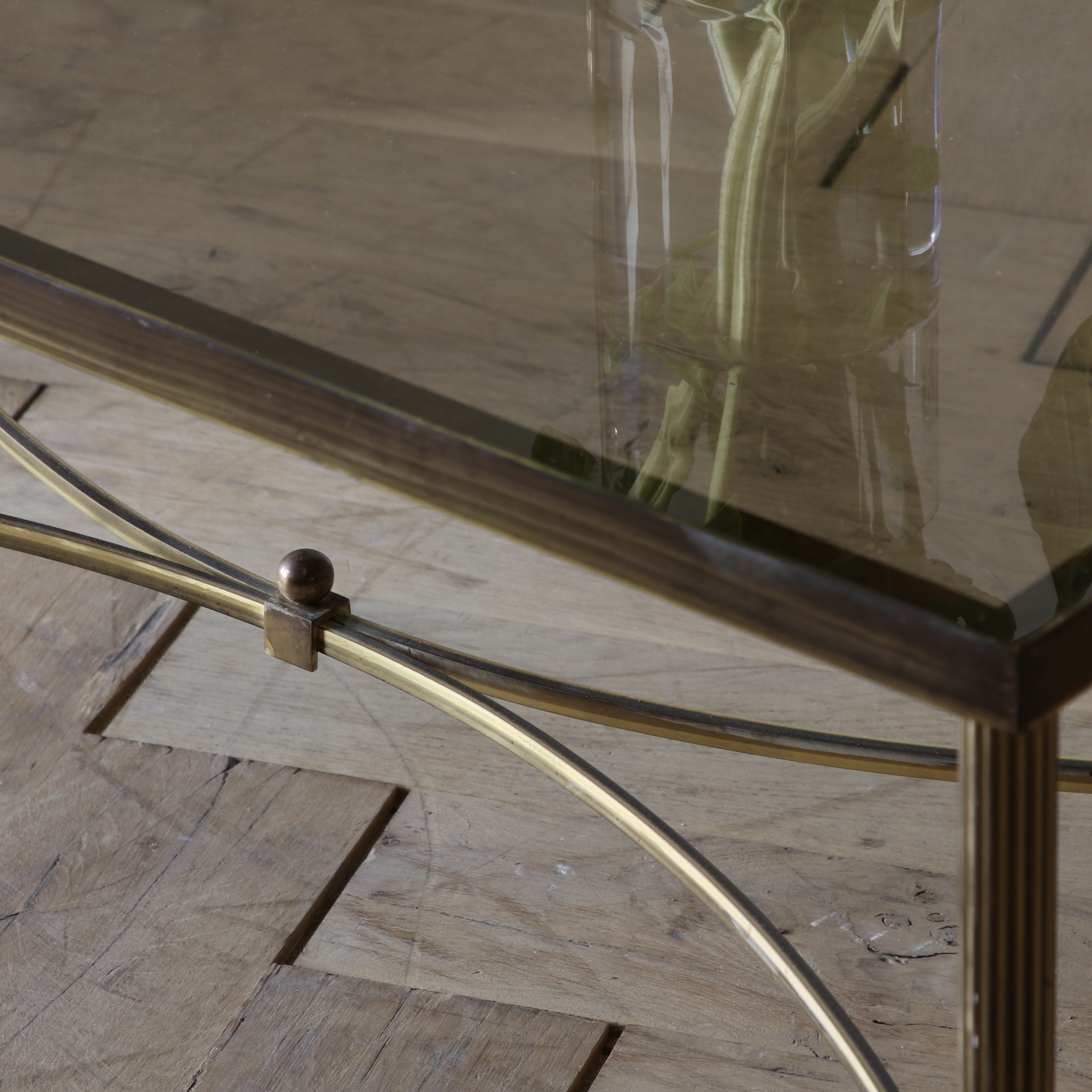 Glass and Brass Coffee Table
