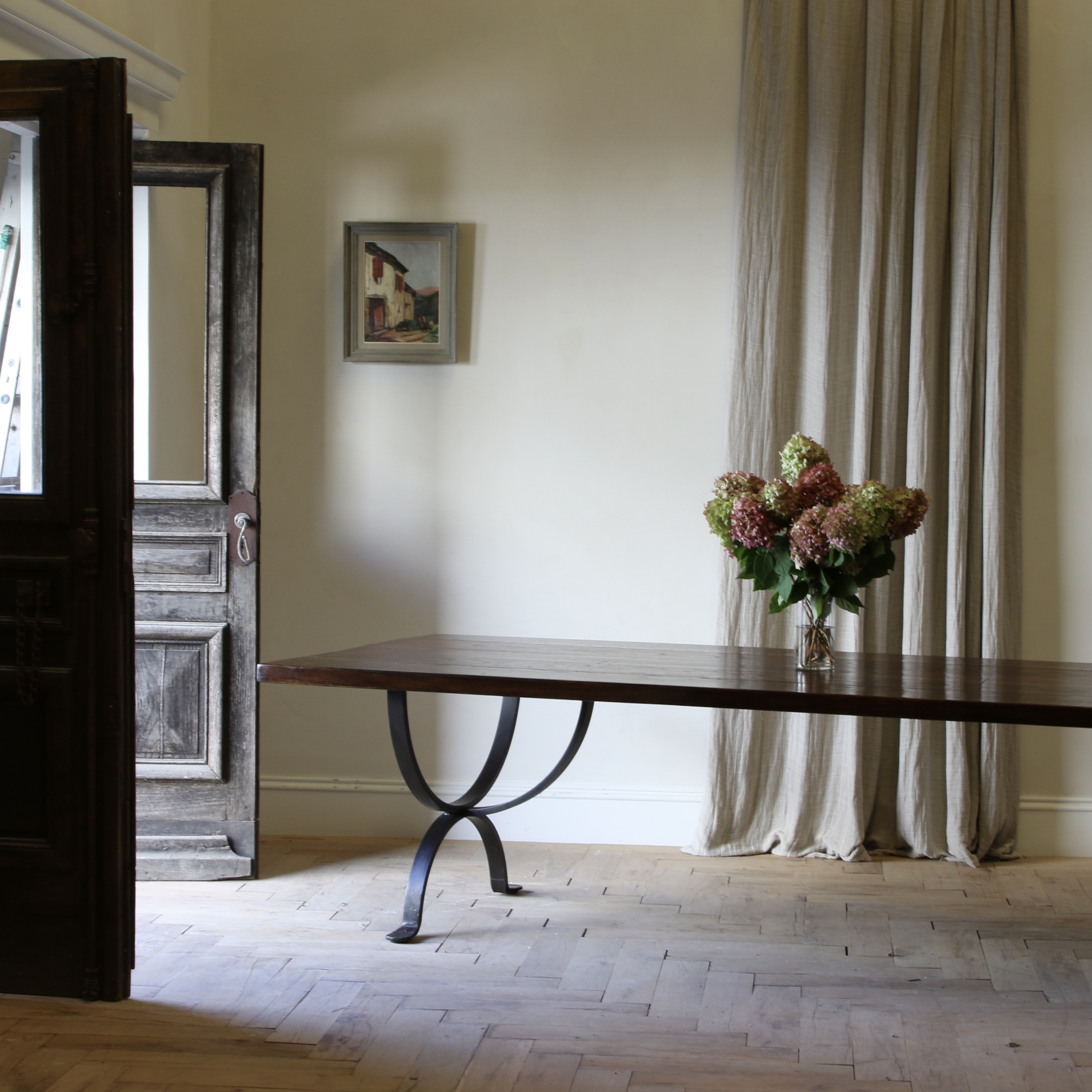 139-57 - Refectory Table with Forged Iron Base// JS Editions