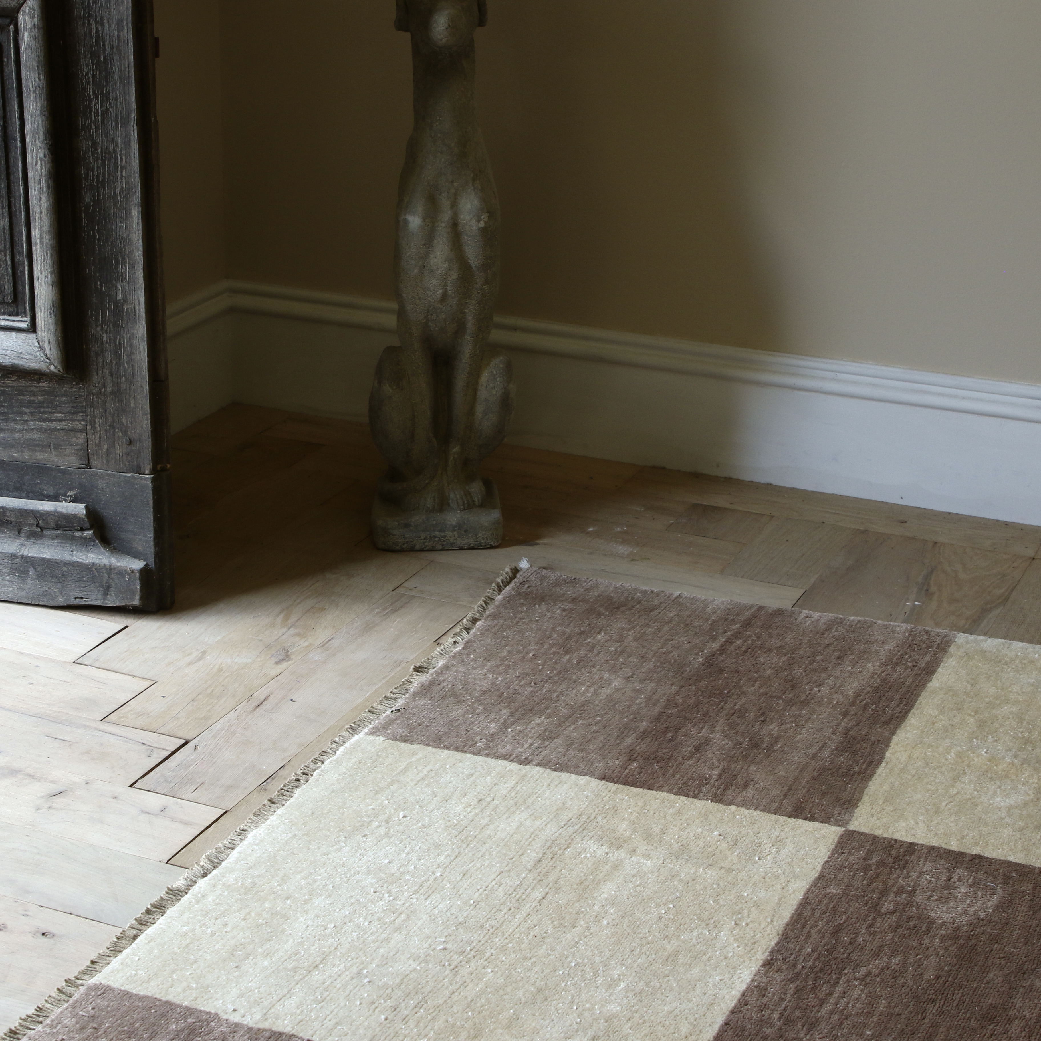 Hand Knotted Checkered Rug