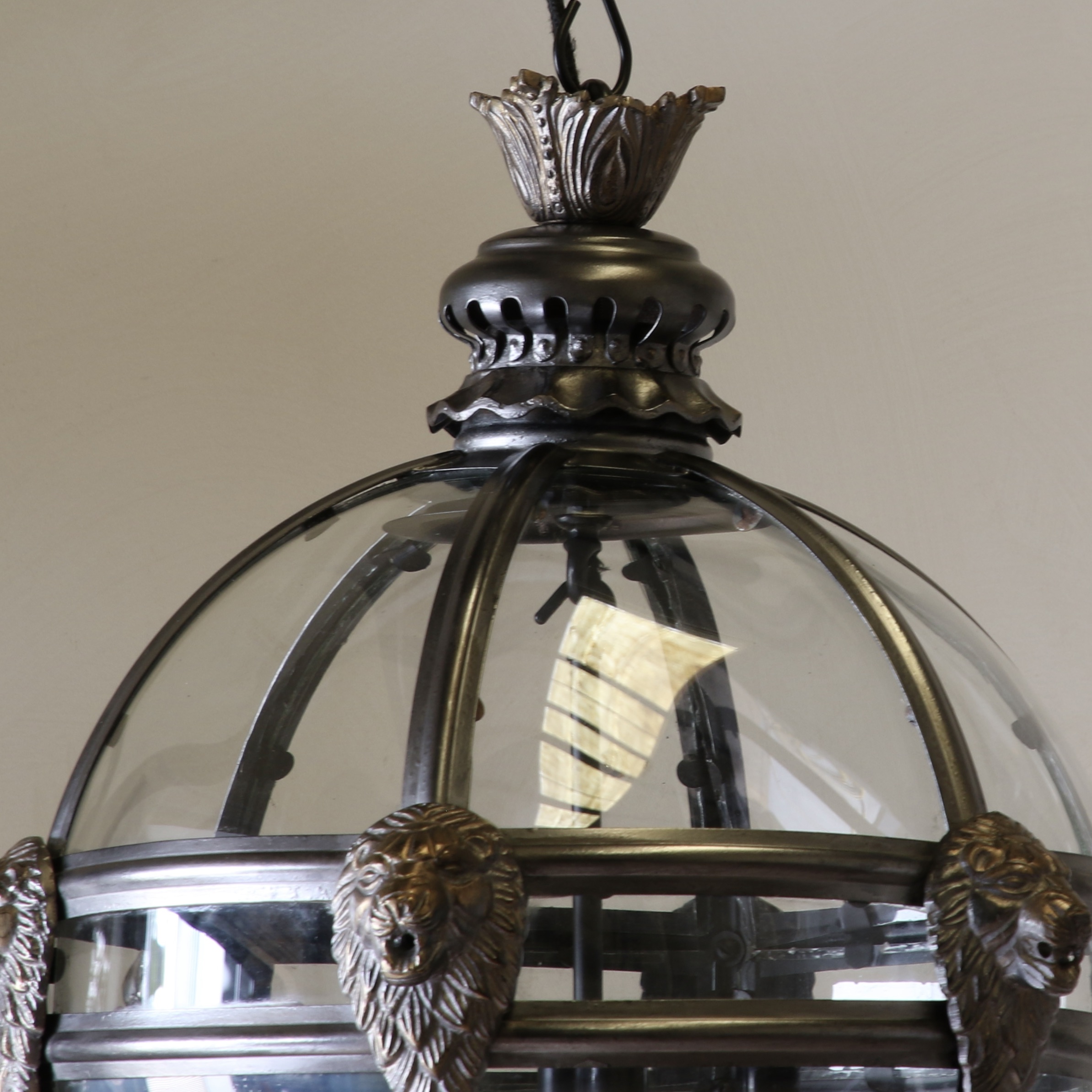 Lion Globe Lantern / Pewter