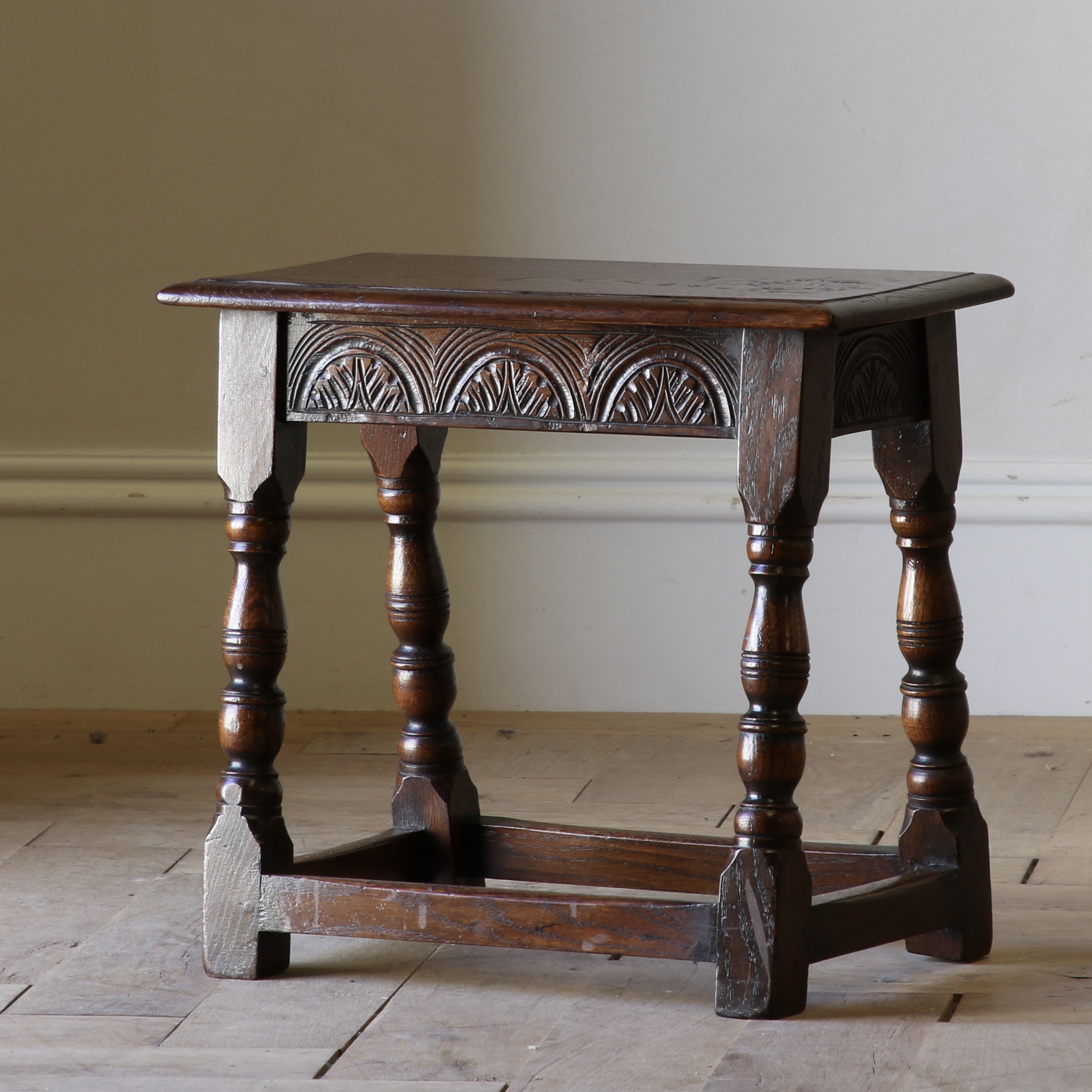 English Oak Carved Jointed Stool