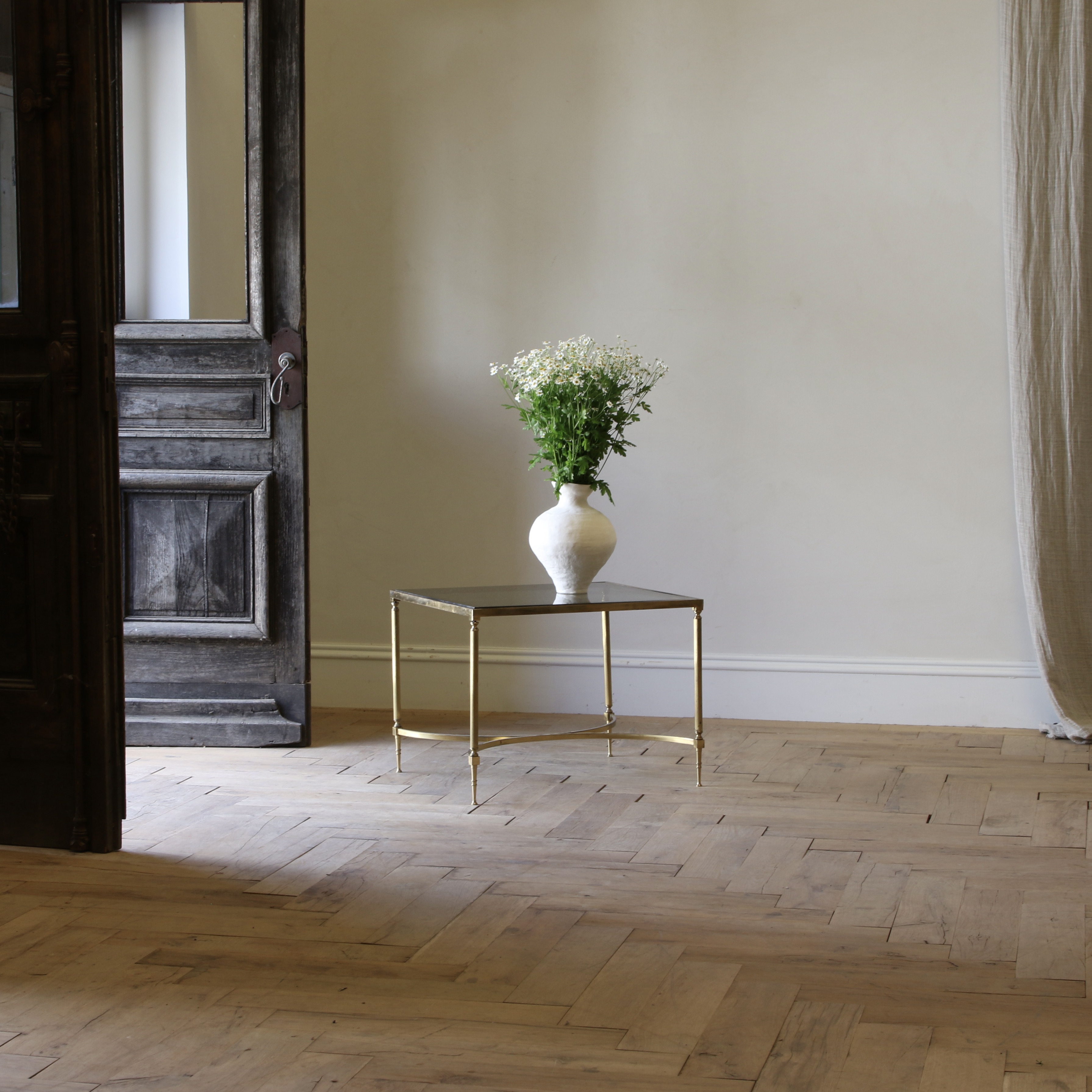 142-85 - French Brass and Glass Coffee Table