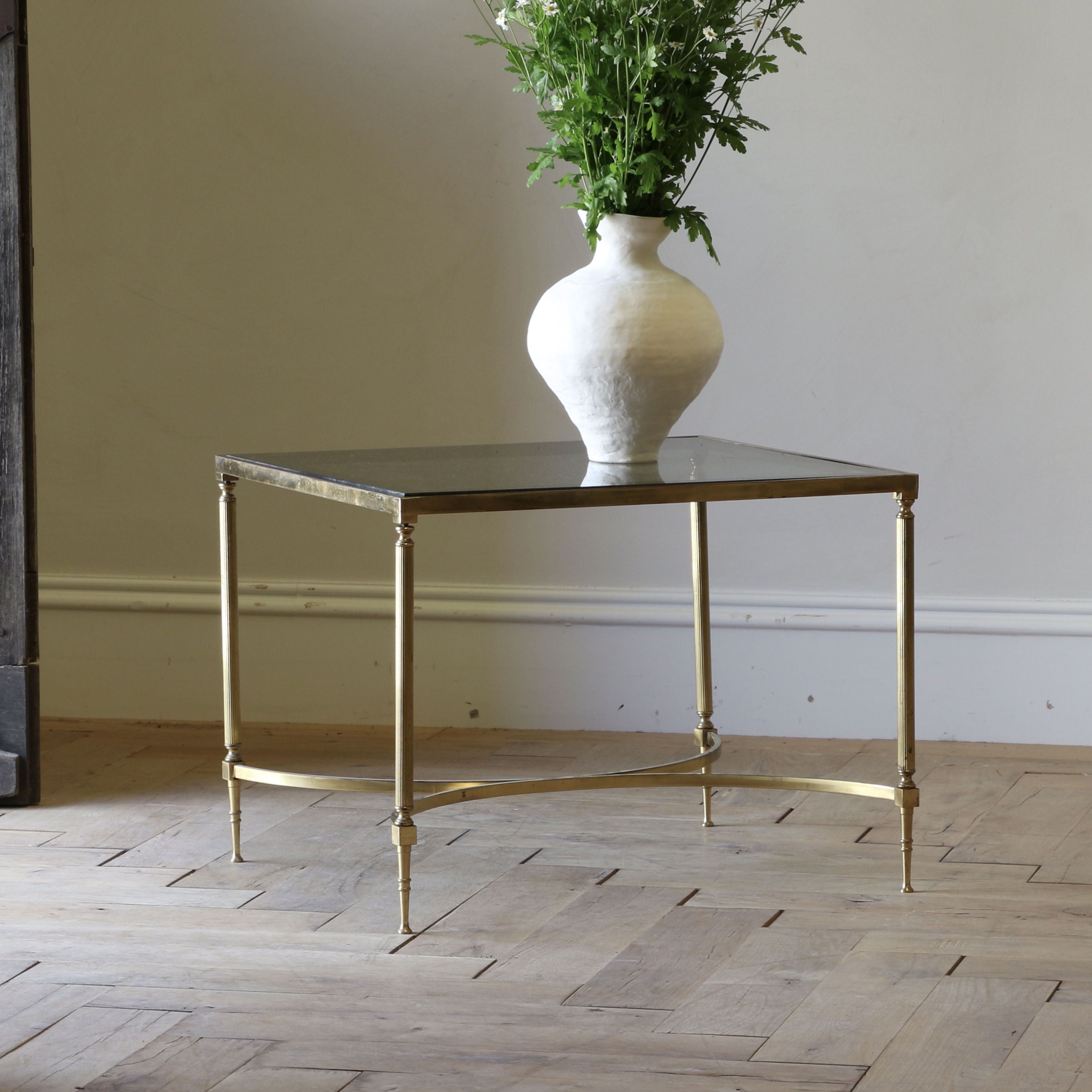 French Brass and Glass Coffee Table