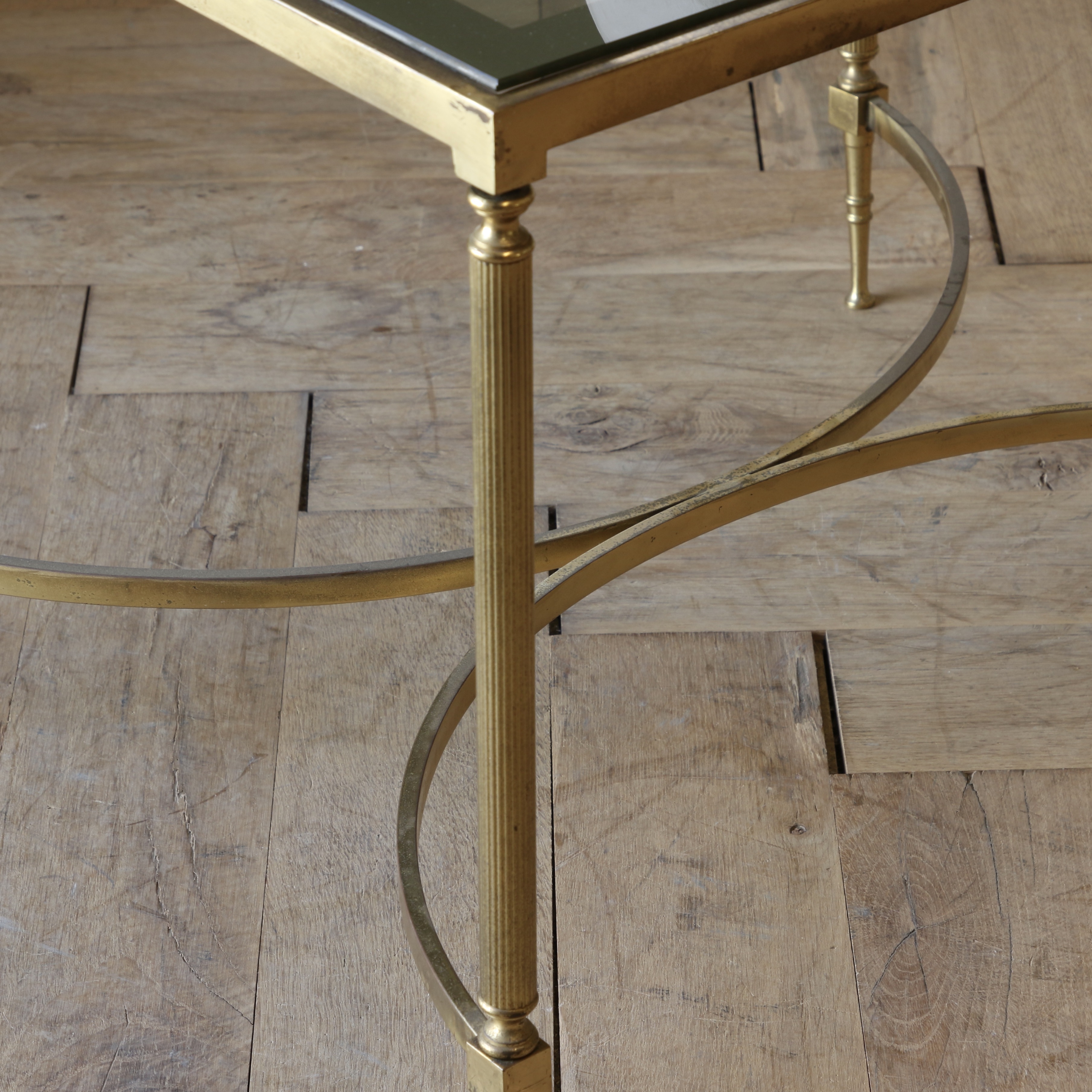 French Brass and Glass Coffee Table