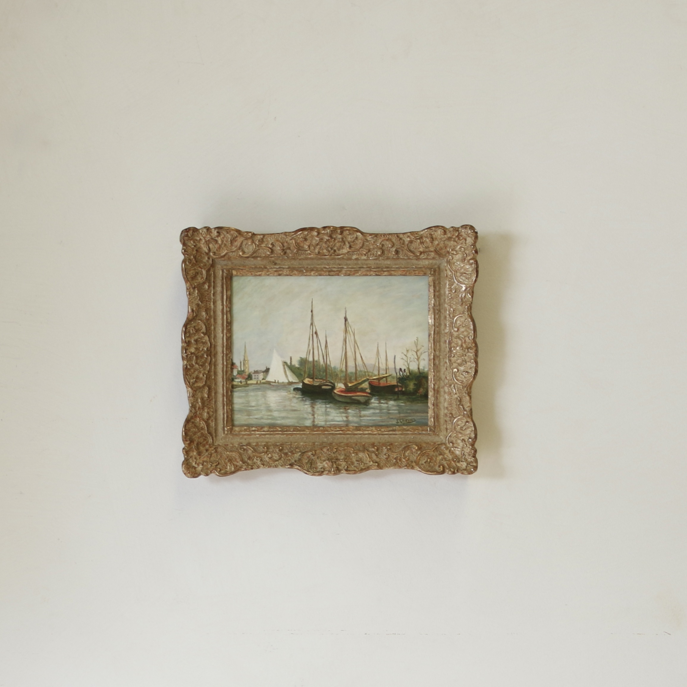 Nicely Framed Boat Scene