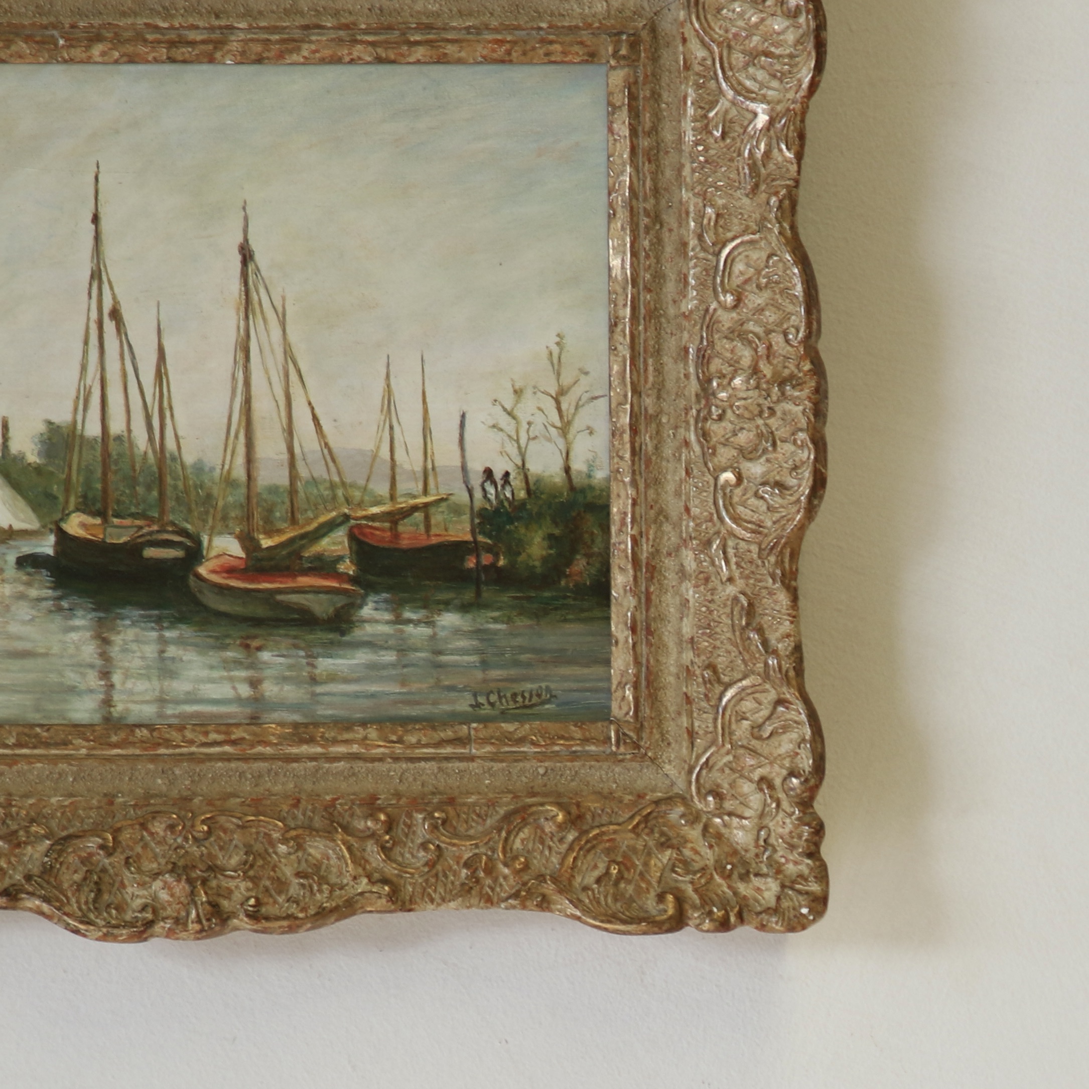 Nicely Framed Boat Scene