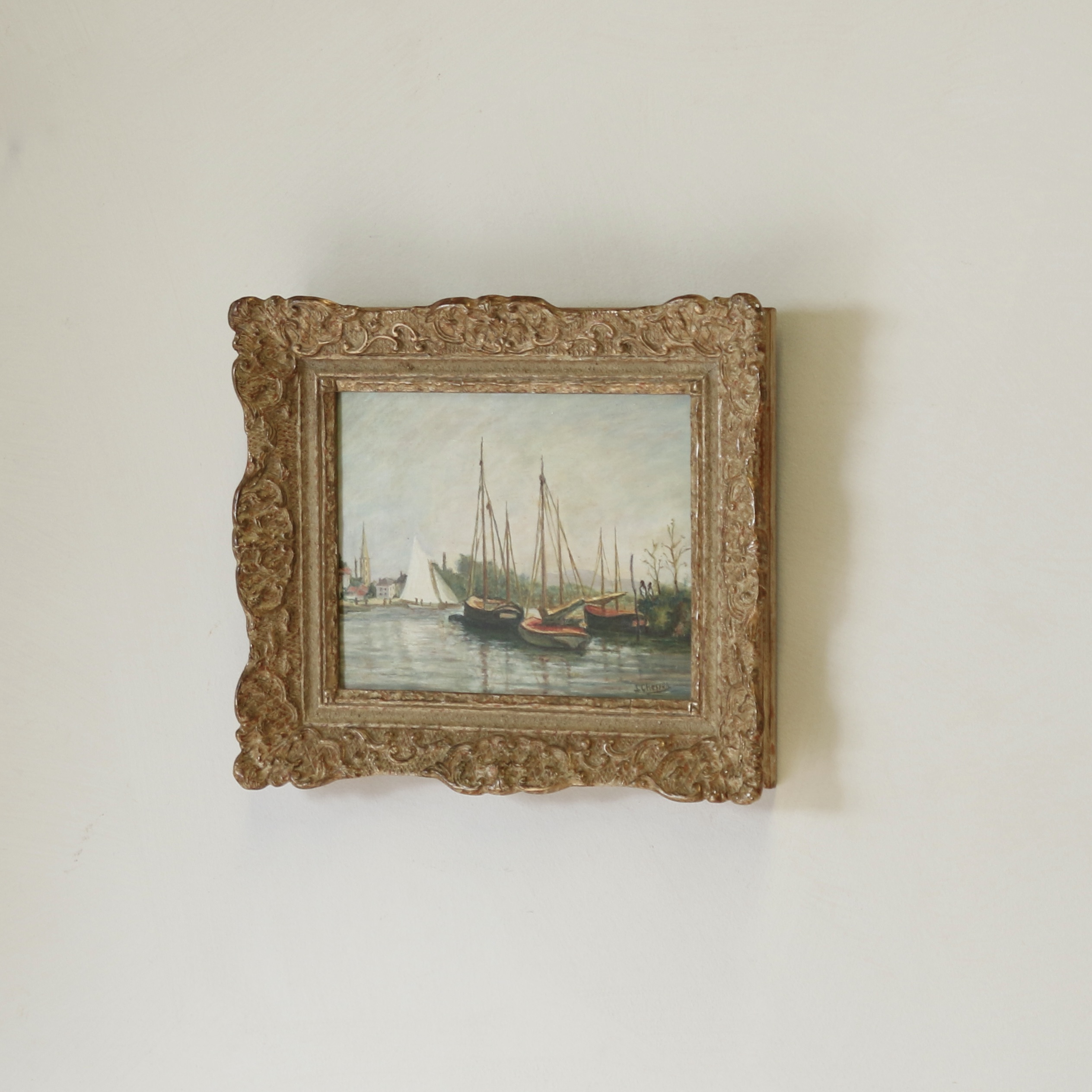 Nicely Framed Boat Scene