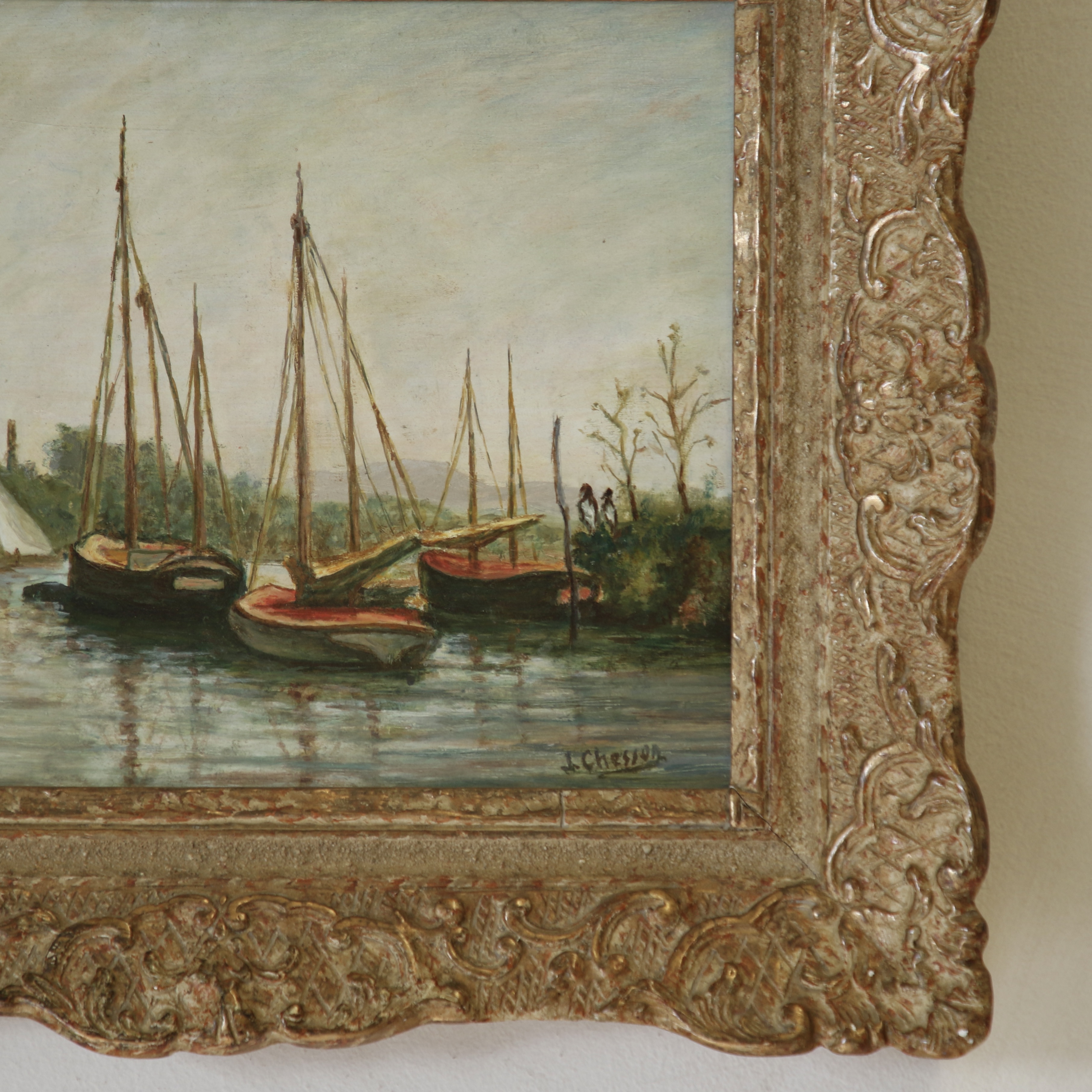 Nicely Framed Boat Scene