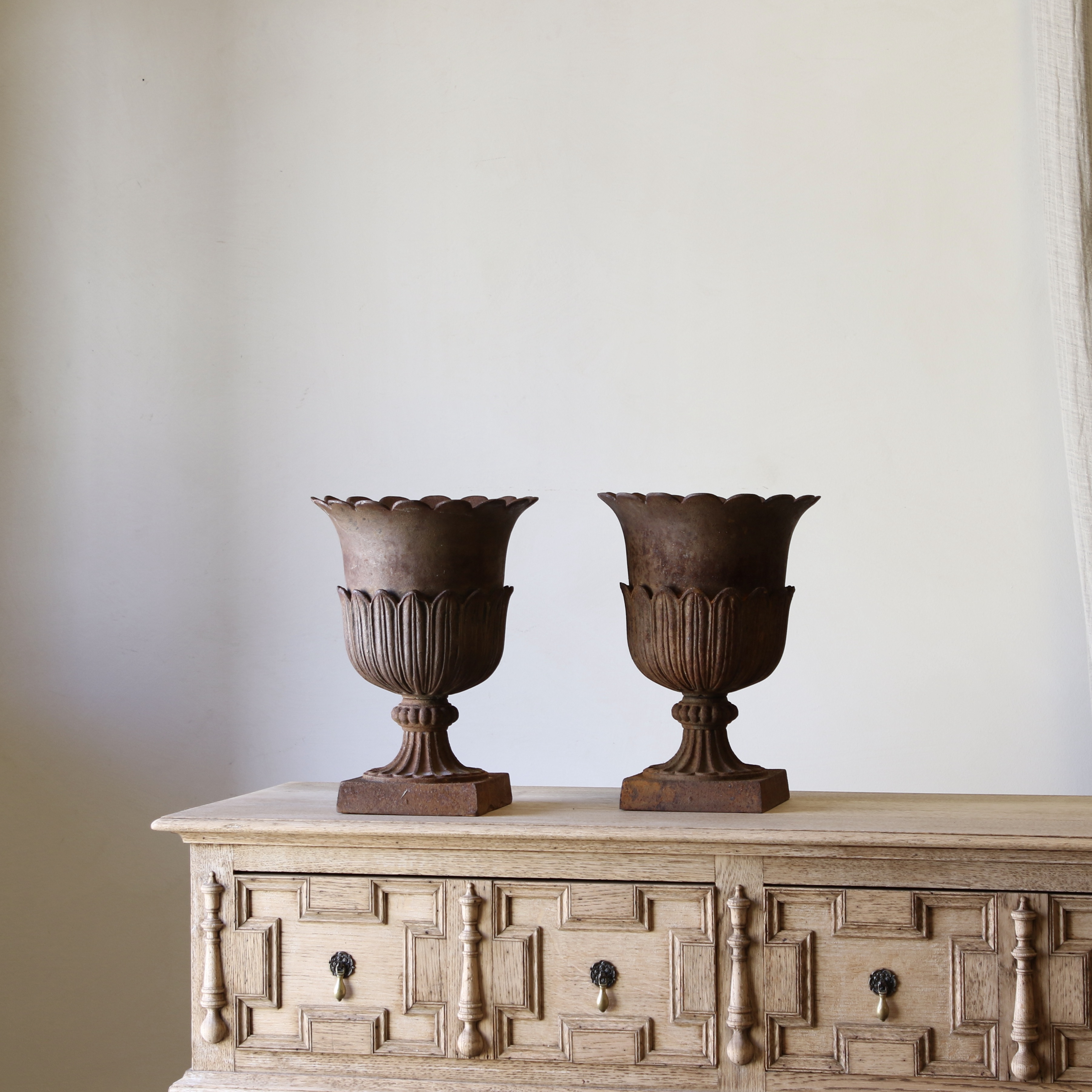 Cast Iron Lotus Urns