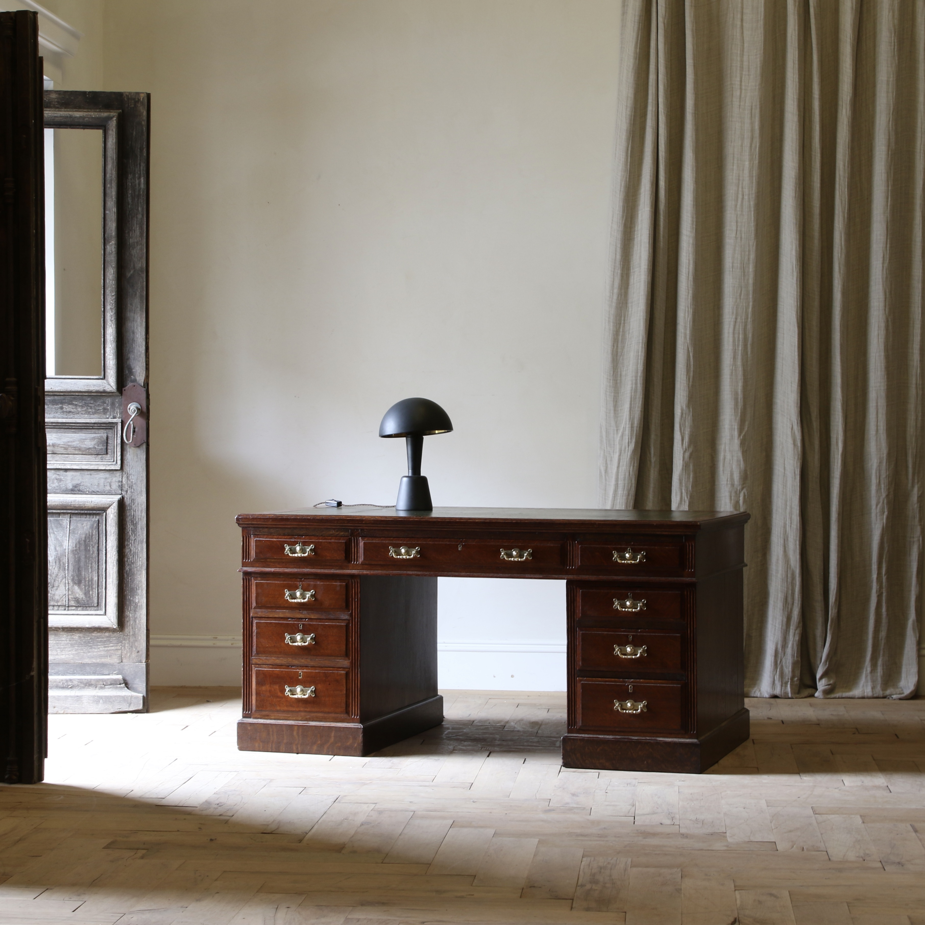 English Oak Pedestal Desk