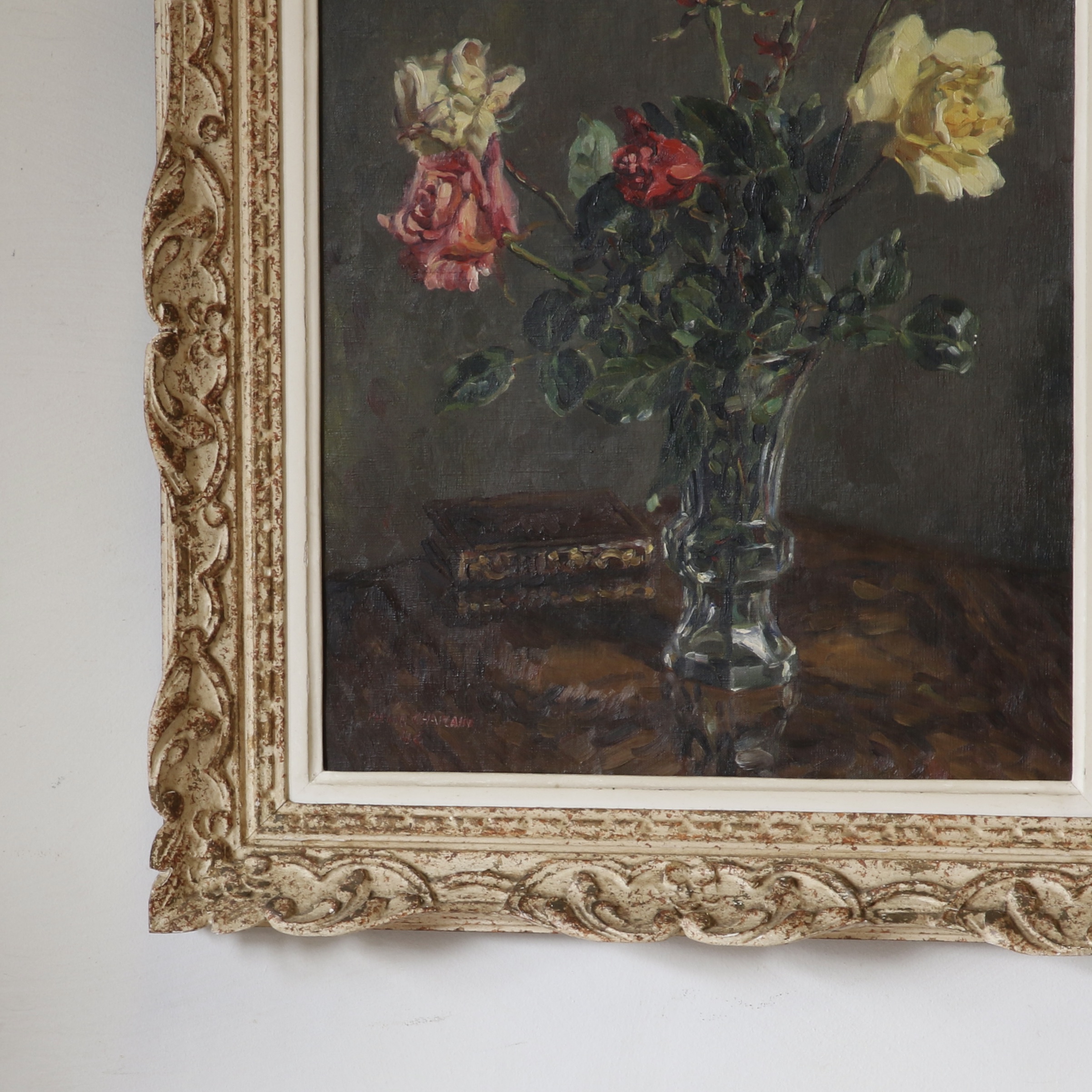 Roses in a Glass Vase