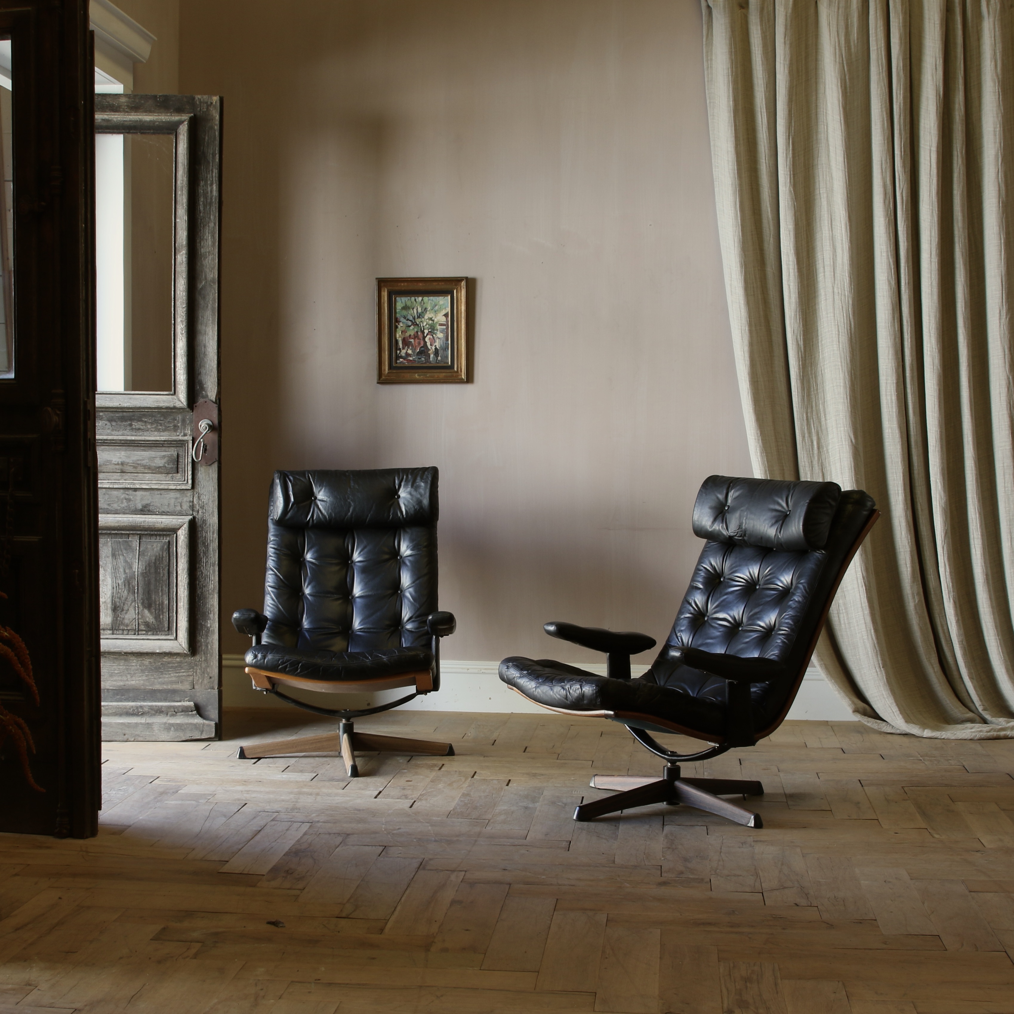 Pair of Leather Armchairs by Göte Mobler