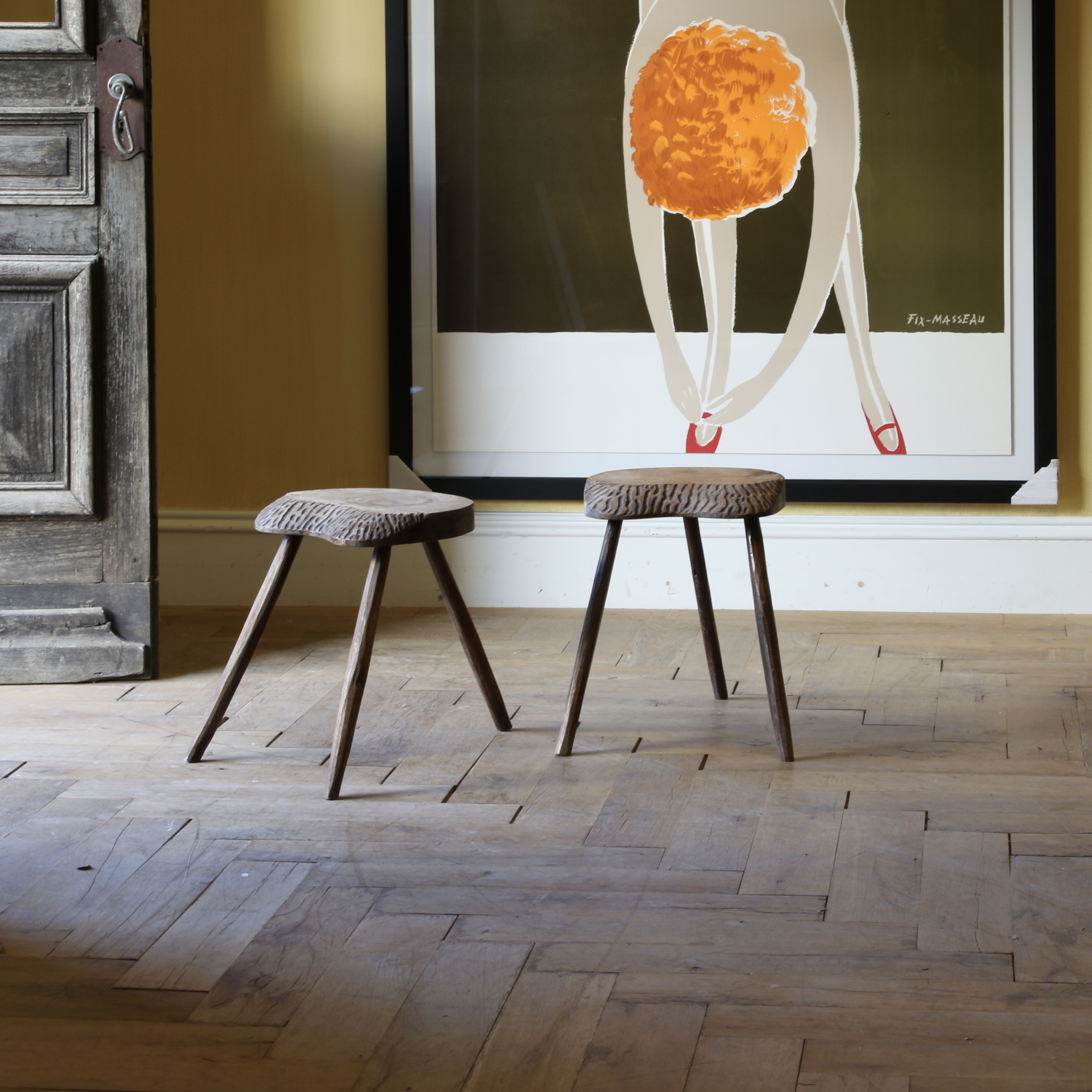 154-54 - Pair of Primitive Stools