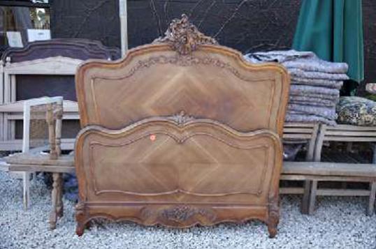 Antique French Bed with Elaborate Crest