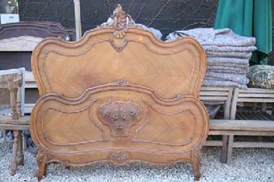 French Bed with Elaborate Tailboard